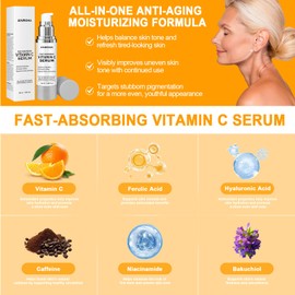 Vitamin C Serum for Women over 70, Vitamin C Serum for Mature Skin Face Hydrates, Firms, Lifts, Targets Age Marks, Wrinkles and Smoothes Skin Texture 1.69 fl oz