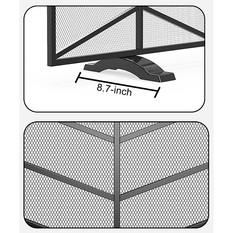 Fire Beauty Single Panel Handcrafted Wrought Iron Mesh Chevron Fireplace