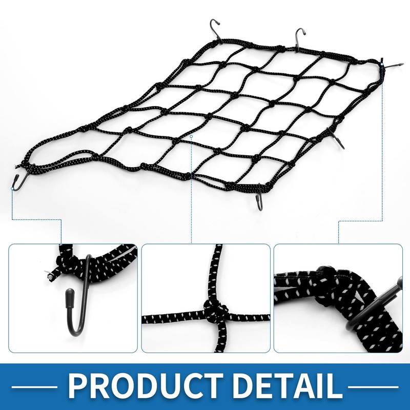 A ABSOPRO Motorcycle Luggage Cargo Net 40x40cm Bungee Cargo Net