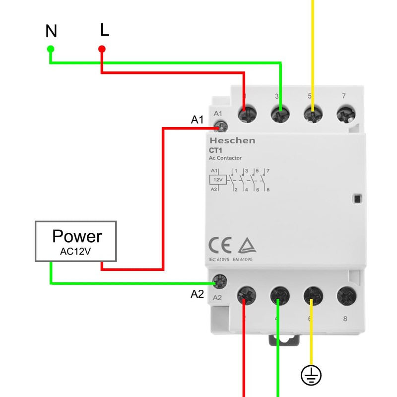 Heschen Household AC Contactor, CT1-16, Ie 16A, 4-Pin, Four Normal