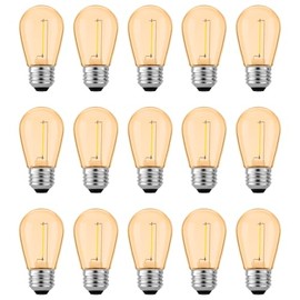 JSXing Bombillas de Repuesto LED S14, Bombillas Edison Vintage de 1W a Prueba de Agua para Luces de Cadena de Patio Exterior, Base E26, 2700k Blanco  