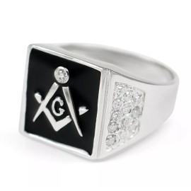 Masonic Square Ring with CZs | Freemasonry | Father's Day Gifts | Men's Rings