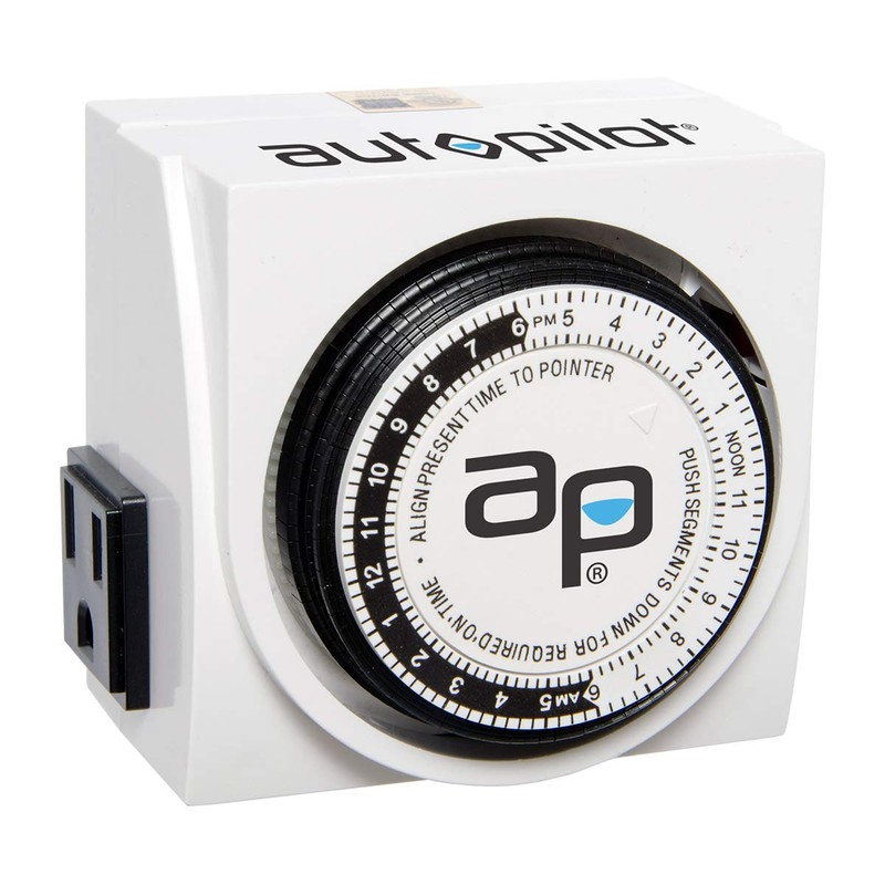 Autopilot Analog, UL-Listed Hydrofarm TM01015D Dual Outlet Grounded Timer, White