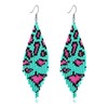 CALORVIA Bohemian Large Long Tassel Beaded Dangle Earrings Leopard Handmade
