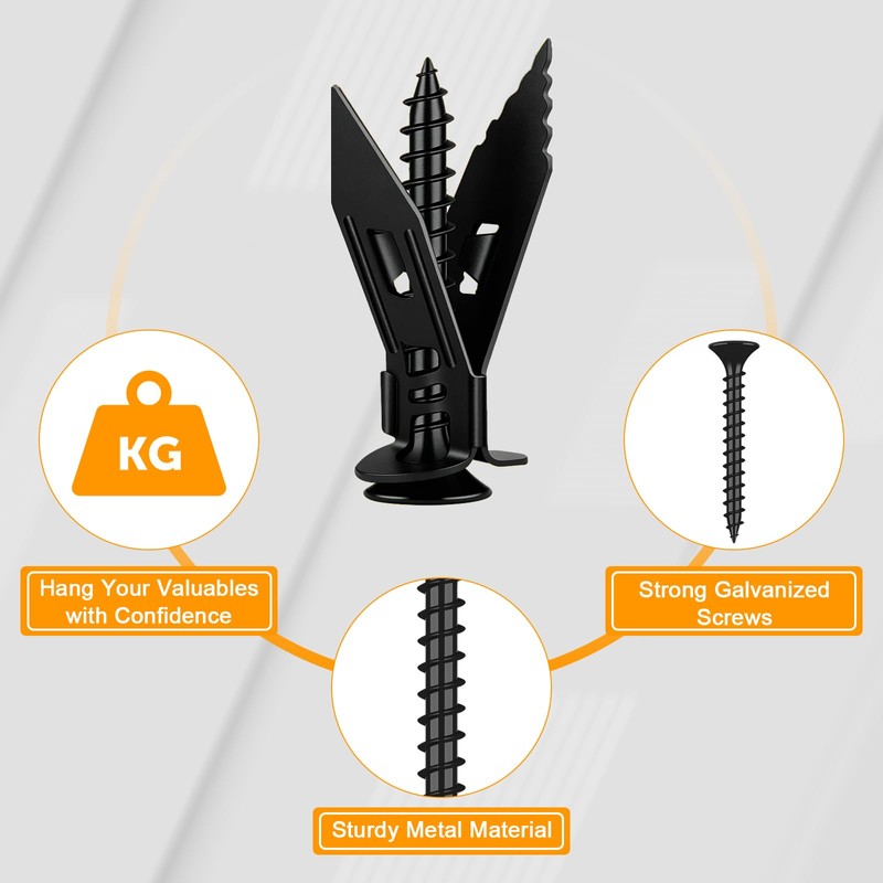 KURUI Metal Self Drilling Drywall Anchors,Heavy Duty Wall Anchor and