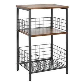 X-cosrack Side Table, Industrial Retro End Table Nightstand Storage Shelf for Living Room Bedroom Kitchen Family and Office,Small Table for Small Spaces(Rustic Brown & Black)