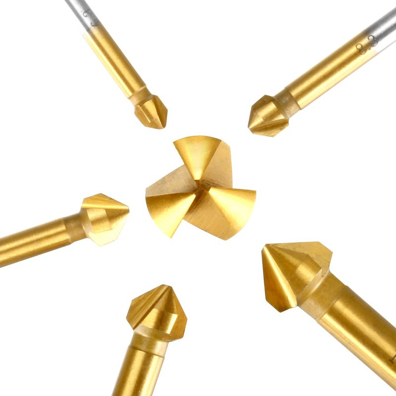 Qibaok 6 pcs HSS Countersink Drill Bit Set 90 Degree