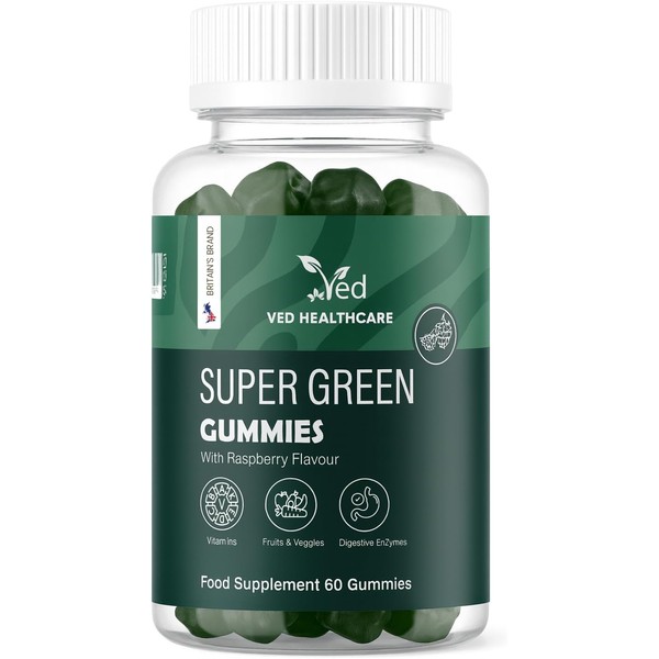 Ved Super Green Gummies – 8-Botanical Blend with Vitamins B12,