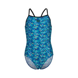 Arena Girls Pool Tiles Light Drop Back - Black/Blue Multi - Size 29