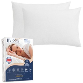 Livessa Waterproof cushion cover, 40 x 80 cm (pack of 2), pillow protector with zip, pillow protector, anti-mite, Oeko-Tex certified, breathable, 100% cotton surface