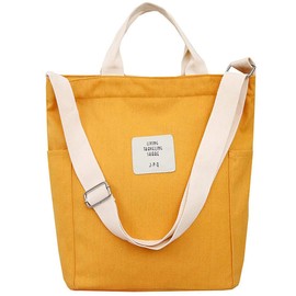 Wanyig Casual Handbag Women's Chic Shoulder Bag Canvas Handbag School Backpack Large Shoulder Bag Crossbody Bag Shopper - Yellow -