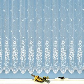 Elegant Jacquard Net Curtains Florentine Look Curtains Pure White with Flowers Requirements Tested High-Quality Floaty Drop... unpack, hang up, done! Type 261.