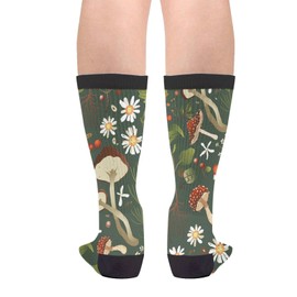 Mouxue Green Flower Mushroom Daisy Camouflage Floral Funny Novelty Crazy Crew Tube Socks, Men'S Women'S Casual Dress Socks