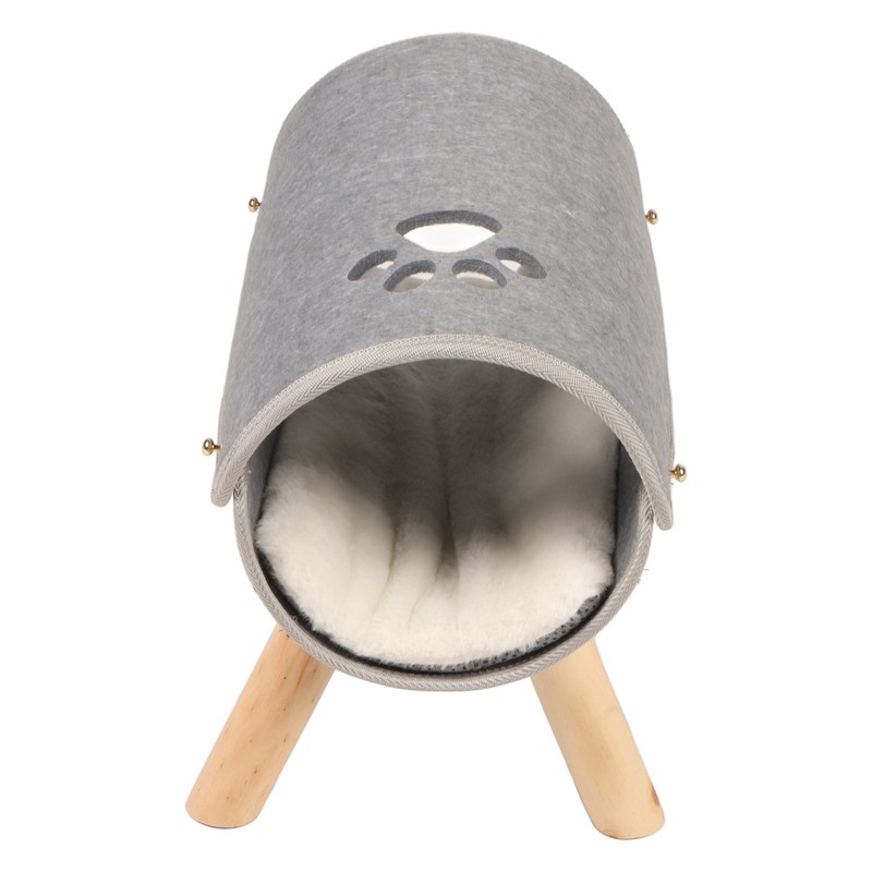 Cat Tunnel Bed Elevated Wooden Legs Cat Tunnel Soft Felt