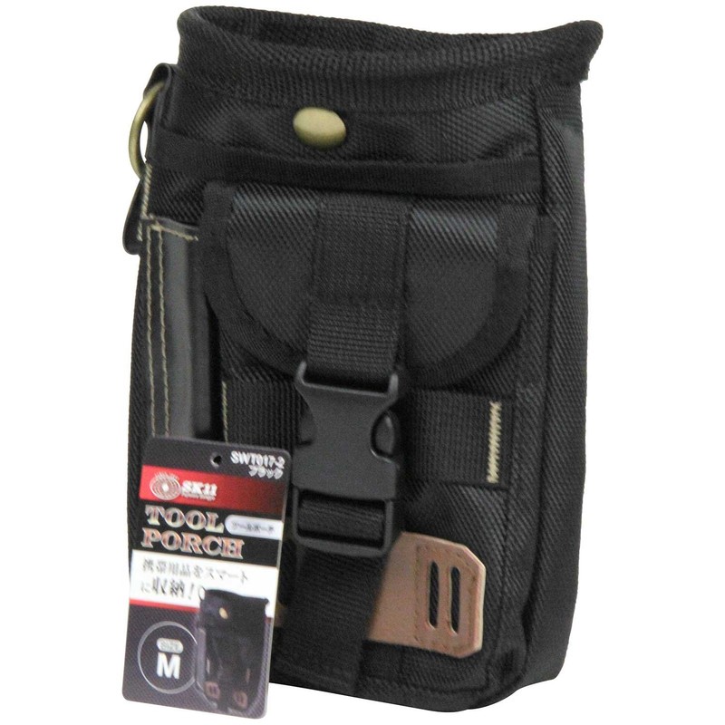 SK11 SWT017-2 Tool Pouch w/ Carabiner, Black, 5.9 x 7.9