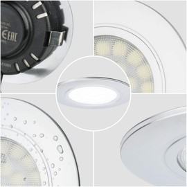 Trevi LED Recessed Light Silver 4 Watt 230 Volt IP44 Furniture Light Ultra Flat 20 mm Energy Efficiency Class A++ Rustproof Plastic Recessed Spotlight 300 Lumen (Neutral White 4000 K)