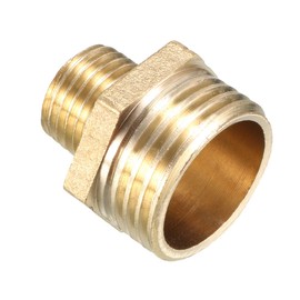 sourcing map Brass Pipe Fitting Reducing Hex Nipple 1/2 BSP Male X 1/4 BSP Male Adapter