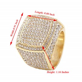 Charles Raymond Bling Bling Hip Hop Iced Out Luxury BIG Oversize Men's Ring - 444 (Gold, 9)