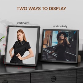 Heimlove 7x8 Metal Picture Frame,Black Aluminum Photo Frames-Real Tempered Glass,Tabletop Display,Wall Mounting Horizontally or Vertically,Simple and Elegant Decor for Wall-1Pack