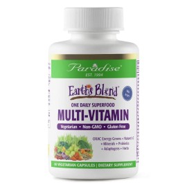 Paradise Herbs Nature Synergized Multivitamin 48 Superfoods Whole Food Supplement 60 Capsules