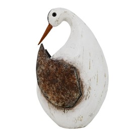 Wood Bird Statue Standing Seagull Nautical Decor Coastal Birds Sculpture Indoor Outdoor Animal Figurine Beach Themed Decoration Rustic Home Art for Bedroom Garden (B, S)