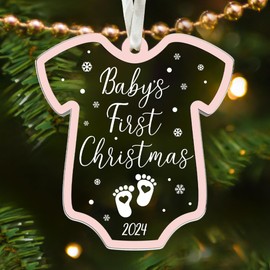 Baby Girl First Christmas Ornament - Baby Girl First Christmas Ornament, Baby Girl Ornament, Baby Girl 1st Xmas Ornament - Babys First Christmas Ornament 2024 Girl - 2 Layer Acrylic Baby Girl Ornament