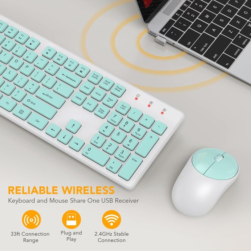 SABLUTE Wireless Keyboard and Mouse, Full-Size Wireless Mouse and Keyboard