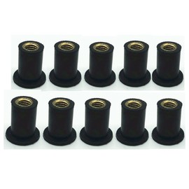 10 x M4/M5/M6 Motorcycle Windscreen Nuts, Rubber Nuts, Motorcycle Windscreen Screw Mounting Nuts, Windshields, Shaft Nut (Straight Cylinder, M5)