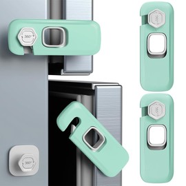HABNI 3 Stück Kinder Kühlschrank Schloss Ohne Bohren Kühlschrankschloss Fenster Sicherungen Kinder Kindersicherung Für Waschmaschine Schränke Kleiderschränke Toiletten Grün