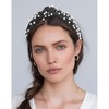 YISSION Pearl Knotted Headband Non Slip Leather Beaded Headbands for