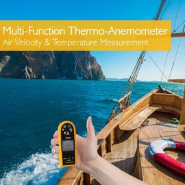Pyle Digital Anemometer Handheld Thermometer - Portable Handheld Meter, Wind Speed, Wind Chill, Air Temperature, Air Velocity Gauge, Wind Weather Meter with Backlight, Battery Included - PMA85