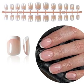 Elevenail Elevenail 120 Piezas De Uñas Postizas Francesas Transparentes Naturales Color Nude Con Brillo, Uñas Postizas Cortas Y Cuadradas, Kits De Man