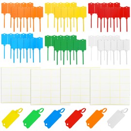 60Pcs Blank Waterproof Plastic Tags, Label Seal Shipping Tags Reusable Writable with Zip Tie for Labeling Luggage, White, Yellow, Red, Orange, Blue, Green 2.48 x 1.46 Inch