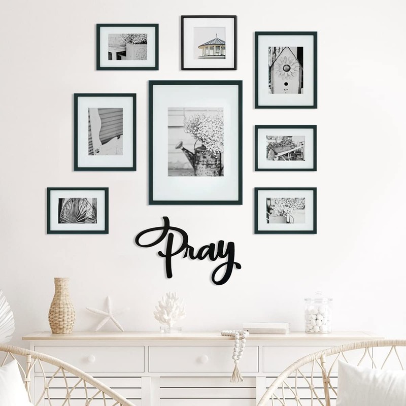Pray 3D Wood Art Word Script Cutout Sign (12x7 inches),