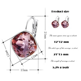 Xuping Jewelry Fashion Beautiful Hoop Crystals Earrings Women Girls Gifts (Crystal Antique Pink)