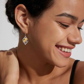 Sterling Silver Sunflower Dangle Earrings: Gold Plated Sunshine Drop Earring Dainty Wedding Jewelry Set Gifts for Women, Small, Silver, No Gemstone