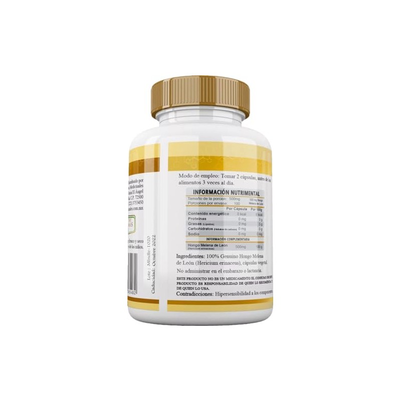Hongo Melena De León (lions Mane) PREMIIUM 100 Capsulas 500mg
