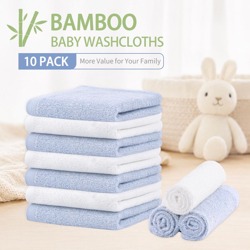 BEBE FAVOUR 10 Pack Baby Washcloths Rayon from Bamboo Terry