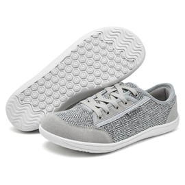 HOBIBEAR Barefoot Shoes for Women Men Zero Drop Sole Wide Toe Box Walking Sneakers Light Grey, 8.5 Wide Women/7.5 Wide Men