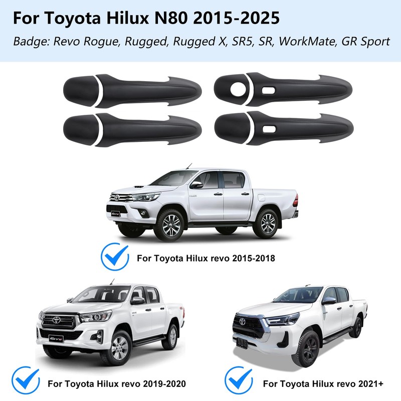 SUERAUTO4X4 Door Handle Cover for Toyota Hilux N80 2015-2025 Revo