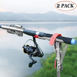 Fishing Rod Holder Automatic Spring Tip-Up Hook with Stainless Steel Ground Support Fish Pole Rack, 2 Packs