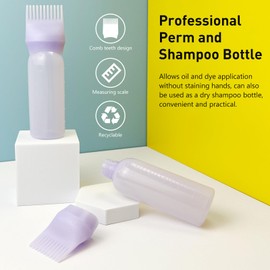 Zoolinn 2-Pack Hair Dye Applicator with Brush and Graduated Scale, Purple Color Root Comb Applicator Bottle, 170ml