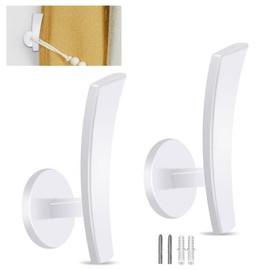 Curtain Tie Back Hooks,2 Pack Metal Curtain Holder Wall Mounted Curtain Tieback Hooks Decorative Modern Drapery Holdbacks, Curtain Holders Tie Backs for Home Bedroom Living Room Decor,White