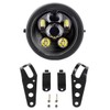 ZZJAUBI Black 5-3/4inch Headlight with Motorcycle Headlight Housing Bucket compatible