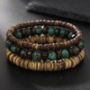 ALRNBY Mens Beaded Bracelet Wooden Bead Bracelet Set Stackable Elastic