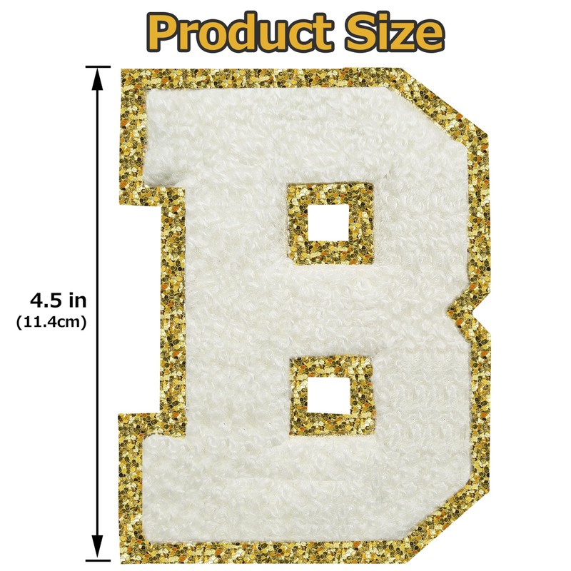 Iron on Letter Patch 3Pcs Varsity Glitter Chenille Letter Patches