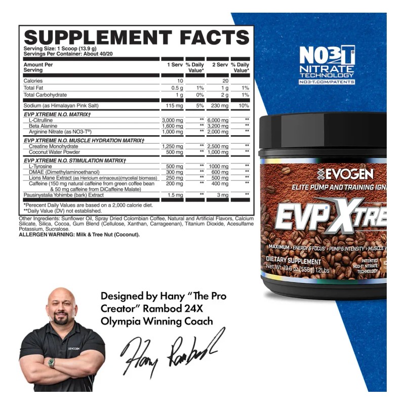 Evogen Evp Xtreme 40 Servicios Sabor Mocha Cafe
