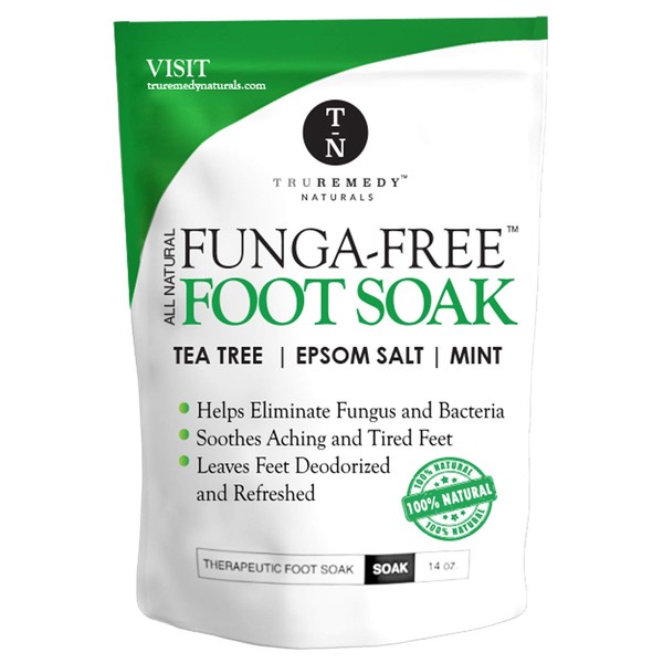 Tea Tree Oil Foot Soak with Epsom Salt & Mint, Feet Soak Helps Toenail System, Athletes Foot & Stubborn Foot Odor - Foot Bath Salt Softens Calluses & Soothes Sore Tired Feet, 14 Ounce