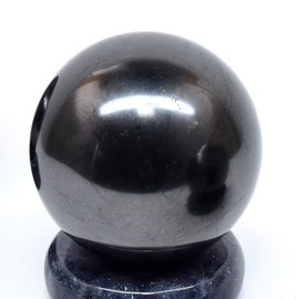 HQRP 36mm Natural Black Shungite Sphere Polished Carbon Gemstone Crystal Mineral Specimen Ball from Russia (1PC)