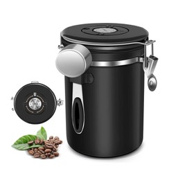 Sonhomay Coffee Canister 1.8L Stainless Steel Coffee Bean Container with Date Tracker and Measuring Scoop Kitchen Food Storage Container